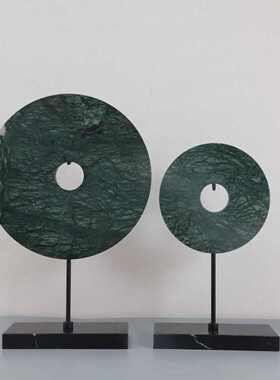 新中式大理石平安如意扣装饰摆件客厅书房酒店样板间软装家居饰品