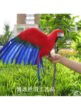 彷真金刚鹦鹉羽毛小鸟摆件田园饰品场景会展漫展阳台园艺装饰热卖