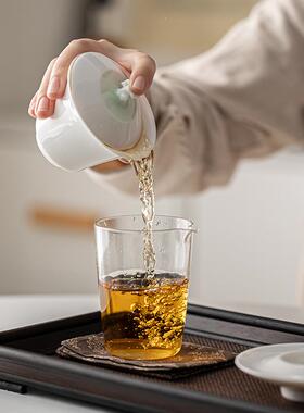 羊脂玉盖碗茶杯家用中式三才盖碗防烫单个大号功夫家用茶具套装