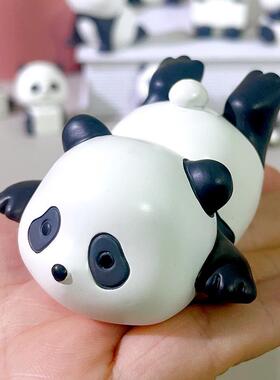 小熊猫可爱手工摆件 萌粒潮玩蛋糕车载装饰桌面树脂小摆件工艺品