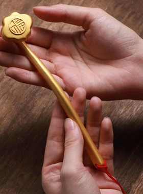 金色国风中式手把件铜如意摆件家居书房工艺品文艺复古装饰品