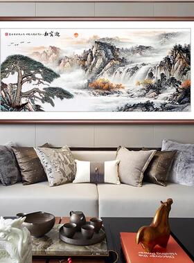 客厅装饰画高级感大气迎客松国画山水画办公室酒店大堂软装挂画