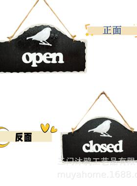 欧式复古门牌装饰挂牌铁艺小鸟双面欢迎光临营业招牌创意家居壁饰