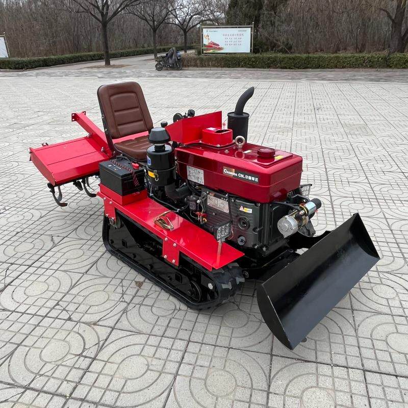 Ride-on diesel high-horsepower rotary tiller tracked self-propelled greenhouse garden micro tiller mountain garden tiller