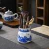 Blue and white porcelain tea ceremony Six Gentlemen Kung Fu tea set accessories landscape painting set ceramic tea brewing tools tea knife clip