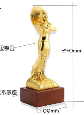 金礼厂家定做奖杯铅锡合金金属印地安人像奖杯配件制作创意新款