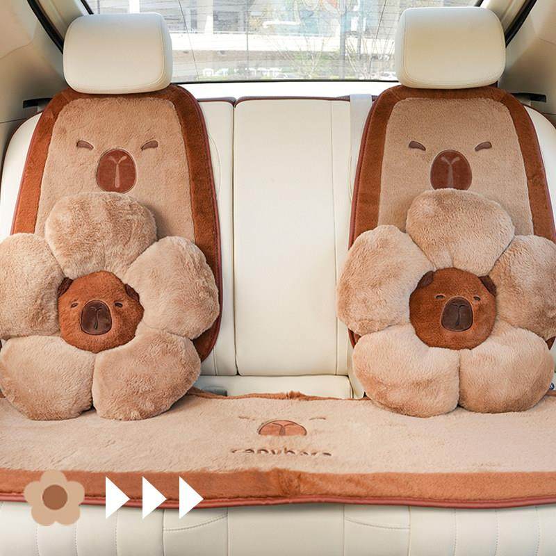 冬季毛绒可爱车载座垫保暖汽车坐垫座椅靠背头枕腰枕卡通女内饰品,淘宝优惠券,粉丝福利购,淘宝优惠卷