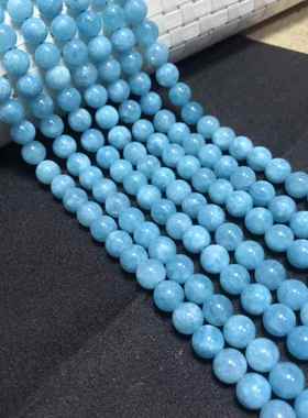 厂家直销玉髓优化海蓝宝散珠勇者石海蓝宝蓝色玉手链微棉色泽均匀