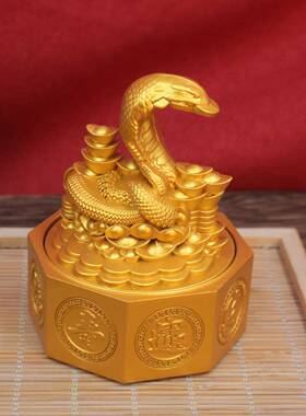 十二生肖聚宝盆转转摆件吉祥物生肖如意福蛇居家装饰礼品招财摆件