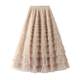Mesh ruffled temperament skirt women's spring and autumn new style lady long skirt slimming cake skirt customization