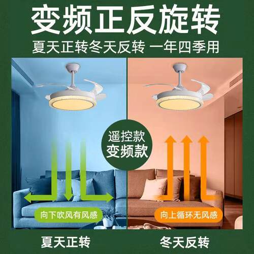 隐形带风扇灯吊扇灯吊顶家用客厅餐厅卧室电扇吊灯简约中山灯具 - 图2