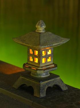 日式庭院灯塔送礼桌面摆件太阳能灯花园民宿别墅造景石塔宫灯摆设