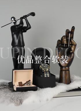 样板间衣帽间软装饰品现代轻奢皮革储物盒收纳箱衣柜整体橱柜道具