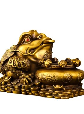 聚宝盆金蟾摆件店铺客厅办公室三足蟾蜍开业金蝉装饰品送礼