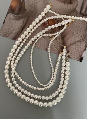 珍珠项链配毛衣极简高端妈妈珍珠项链晚礼服脖颈学生公主高级新娘