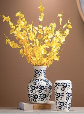 餐边柜装饰品摆件新中式复古青花瓷陶瓷花瓶水培插花花器客厅玄关