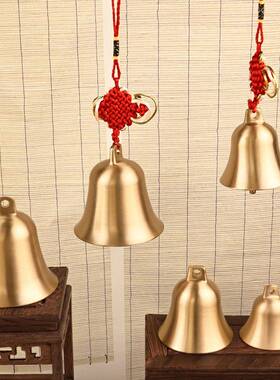 纯黄铜拉丝铃铛铜风铃宠物铃铛圣诞铃铛铜钟大号寺庙车载铃铛门口