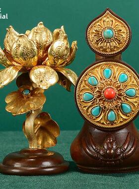 欧斯特客厅八贡套装摆件供八吉祥组合贡养铜贡杯海螺家居用品水碗