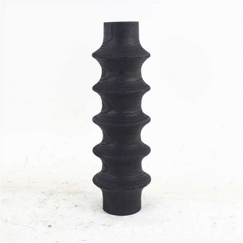 桶寂别墅手制碳化插花家居销售装饰侘厂家木质瓶花黑色桌面摆件风,淘宝优惠券,粉丝福利购,淘宝优惠卷