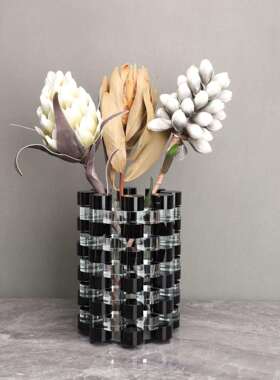 新中式叠罗汉水晶花器样板房卧室书房客厅餐厅桌面玄关饰品摆件