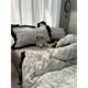 Simple black and white Hepburn style sketch rabbit lace washing cotton four-piece set bed sheet student dormitory three-piece set bed cover