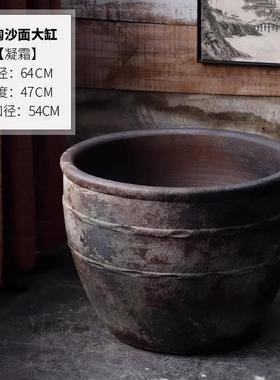 高档御泥瓷大缸鱼缸斑驳复古做旧仿青水铜三庭院门海酒店陶民宿室