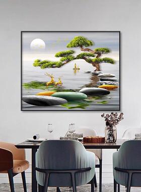 迎客松电表箱装饰画遮挡配电箱电闸箱挂画新中式免打孔开关箱壁画
