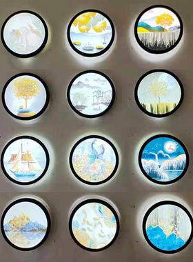 新款壁灯床头卧室客厅现代中式壁画挂楼梯轻奢装饰背景墙走廊过道