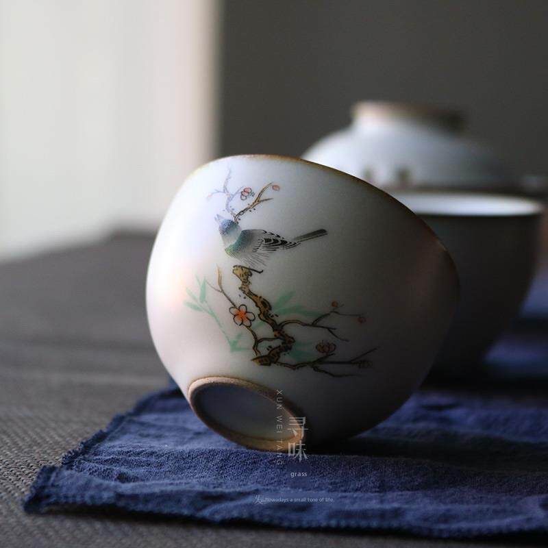 Authentic Yuebai Ru travel tea set, cup carrying bag set with pot body, ceramic kiln quick cup, one-two kung fu tea