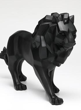 北欧创意树脂工艺品狮子摆件家居客厅玄关几何饰品开业乔迁礼品