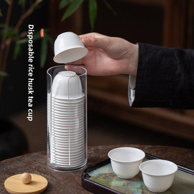 Disposable kung fu tea cup sugarcane fiber thickened paper cup biodegradable tasting cup small tea set cup tasting cup