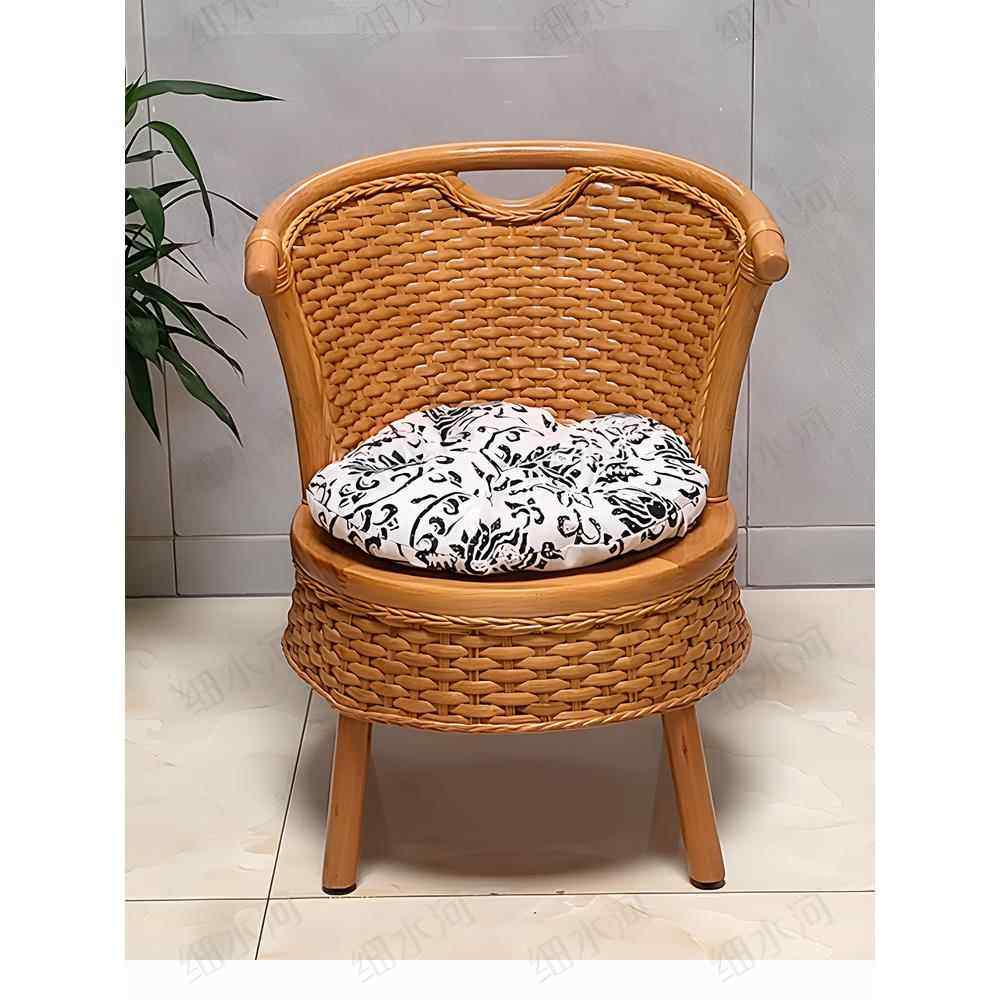 加大坐面扶手藤椅老人用休闲靠背椅实木阳台客厅茶几旁矮凳换鞋凳,淘宝优惠券,粉丝福利购,淘宝优惠卷