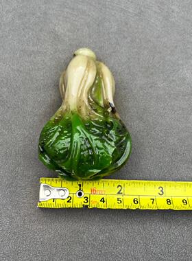 树脂仿古寿山石雕翠绿色白菜手把件立体白菜小摆件