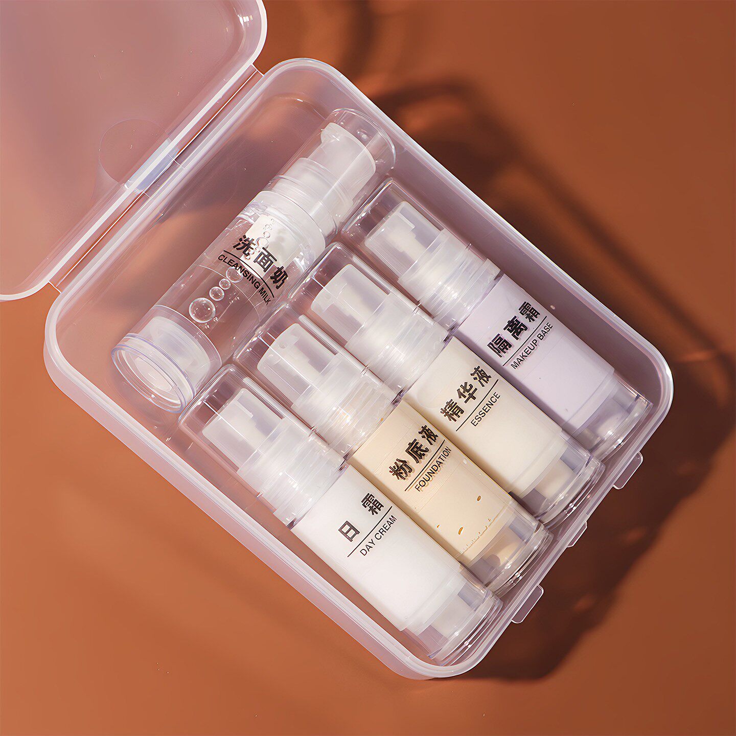 Vacuum portable travel dispensing bottle set press eye cream bottle skin care lotion face cream liquid foundation small can board the plane