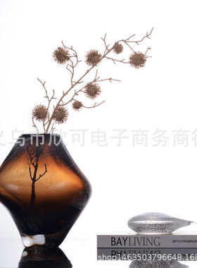 现代轻奢玻璃花瓶摆件玄关茶几电视柜样板房软装家居装饰品花器