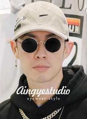 圆形复古太阳眼镜男士偏光太阳镜开车驾驶镜网红潮流痞帅高级感眼