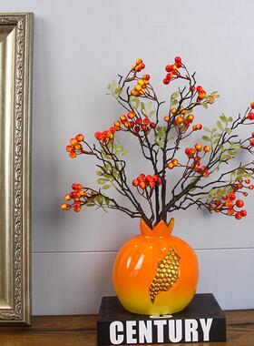 简约现代室内玄关石榴摆件家居电视柜样板房装饰树脂花瓶插花花器