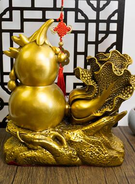 铜葫芦摆件纯铜百财葫芦客厅桌面店铺柜台装饰品礼品白菜福禄葫芦