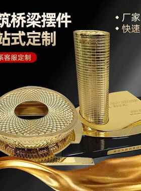 金属铜制楼模建筑物摆件定制3D内雕双子塔建筑楼模工艺品摆件