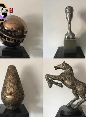 新中式创意铁艺金属店电视柜入户玄厅关摆件J001办客公室高端装酒