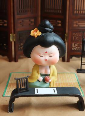 创意国潮唐女仕古风摆件室卧ys-1212客厅装品摇头公饰仔工艺品汽