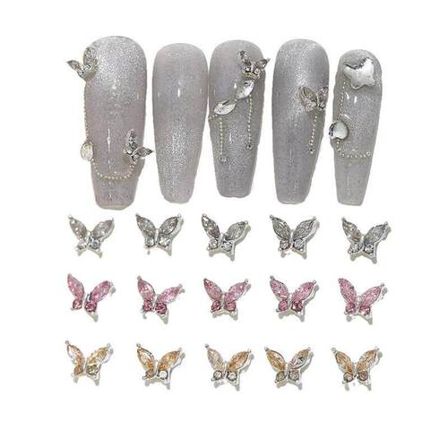 10pcs Mini 4*5mm Crystal Butterfly Nail Art Charms 3D Diamon - 图3