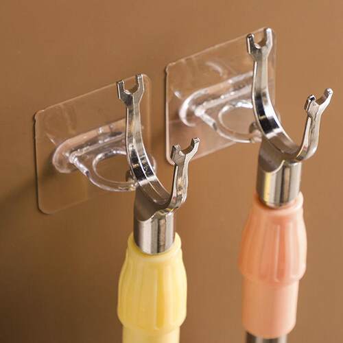 Round Hole Hooks Transparent Adhesive Hooks for Bathroom Sto - 图1