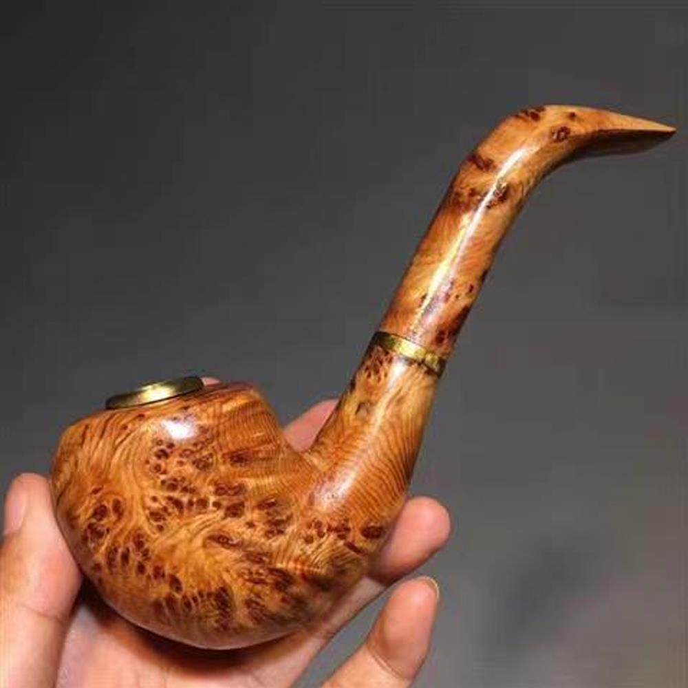 太行崖柏随形烟斗烟嘴烟灰缸原木香味浓郁弯式实木直杆便携手把件
