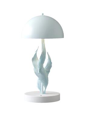 床头小夜灯轻奢羽毛台灯摆件小众高级感艺术装饰品玄关氛围灯卧室