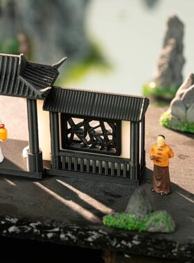 徽派门头微景观中式古建筑装饰造景水陆缸鱼缸假山盆景摆件