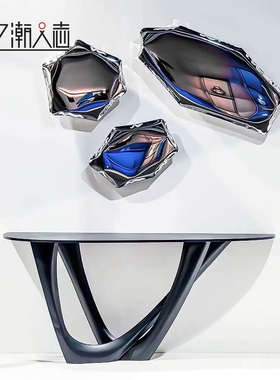 北欧简约现代设计师金属气球落地装饰镜子客厅背景墙艺术摆件造型