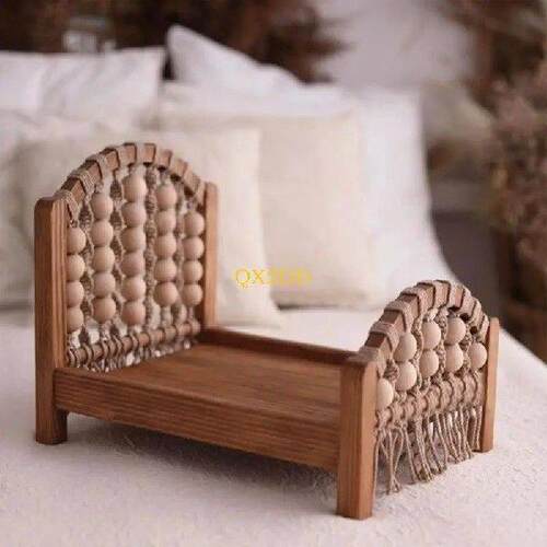 QX2D Baby Photo Props Mini Bed for Photography Baby Doll - 图1