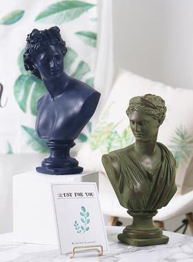 北欧男神大卫琴女雕像家居现代艺术摆件仿石膏人物装饰工艺品