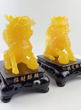 麒麟件一对招财宅博古摆架电K737视柜摆入户玄关摆件乔旺迁件新居